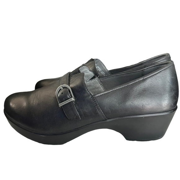 Dansko Jane Black Leather Slip-on Clog Buckle Accent - Picture 7 of 12